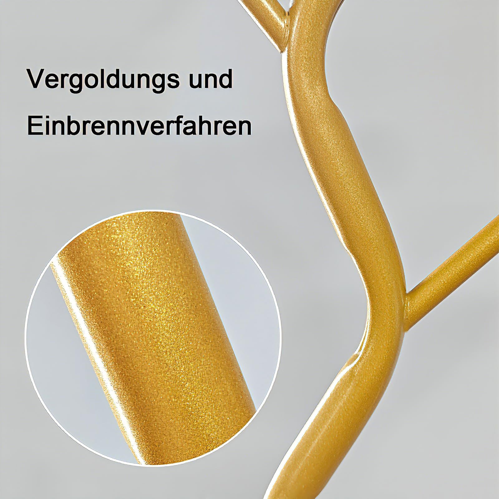 Baumförmiger Garderobenständer mit 2 Ablagen, Kleiderständer Gold mit Ablage, 8 Haken, Jackenständer Stehend, Kohlenstoffstahl, Hanger Coat Stand, Lackiert, 29×29×170cm(Gold)