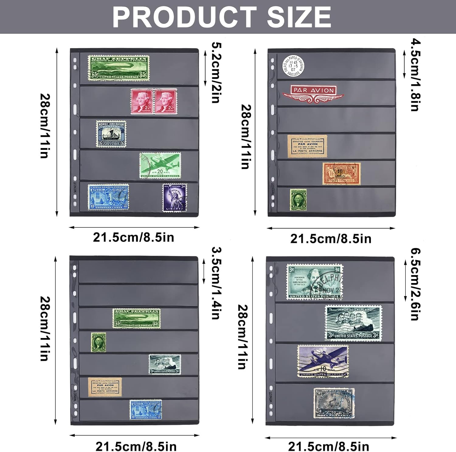 AMIJOUX Stamp Pages for Stamp Album Binder, Stamp Pages Collector 4/5/6