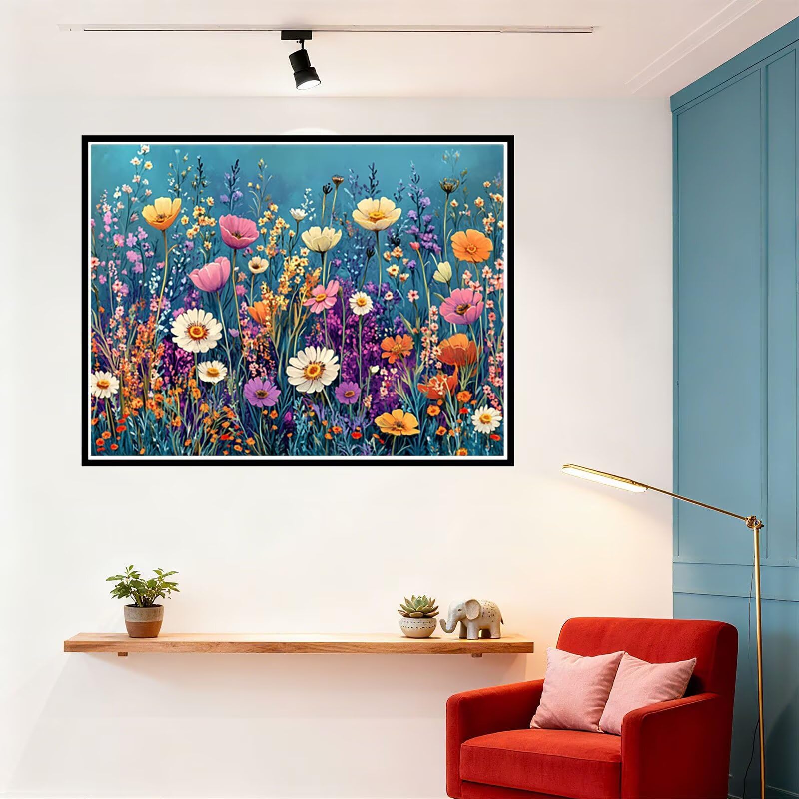 Anlage Malen Nach Zahlen Erwachsene Blume Malen Nach Zahlen Kinder ab 7, Set Erwachsene Bastelsachen Kreativ Set für Kinder Geschenke für Männer, Weihnachten Halloween Deko Ohne Rahmen 60x80cm H - 746