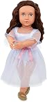 Our Generation - Katia - 18-Inch Fashion Doll - Lifelike Hazel Eyes & Wavy Brown Hair - Shimmery Dress Outfit & Hair Bow Accessory - Pretend Play - Toy for Kids 3 Years +