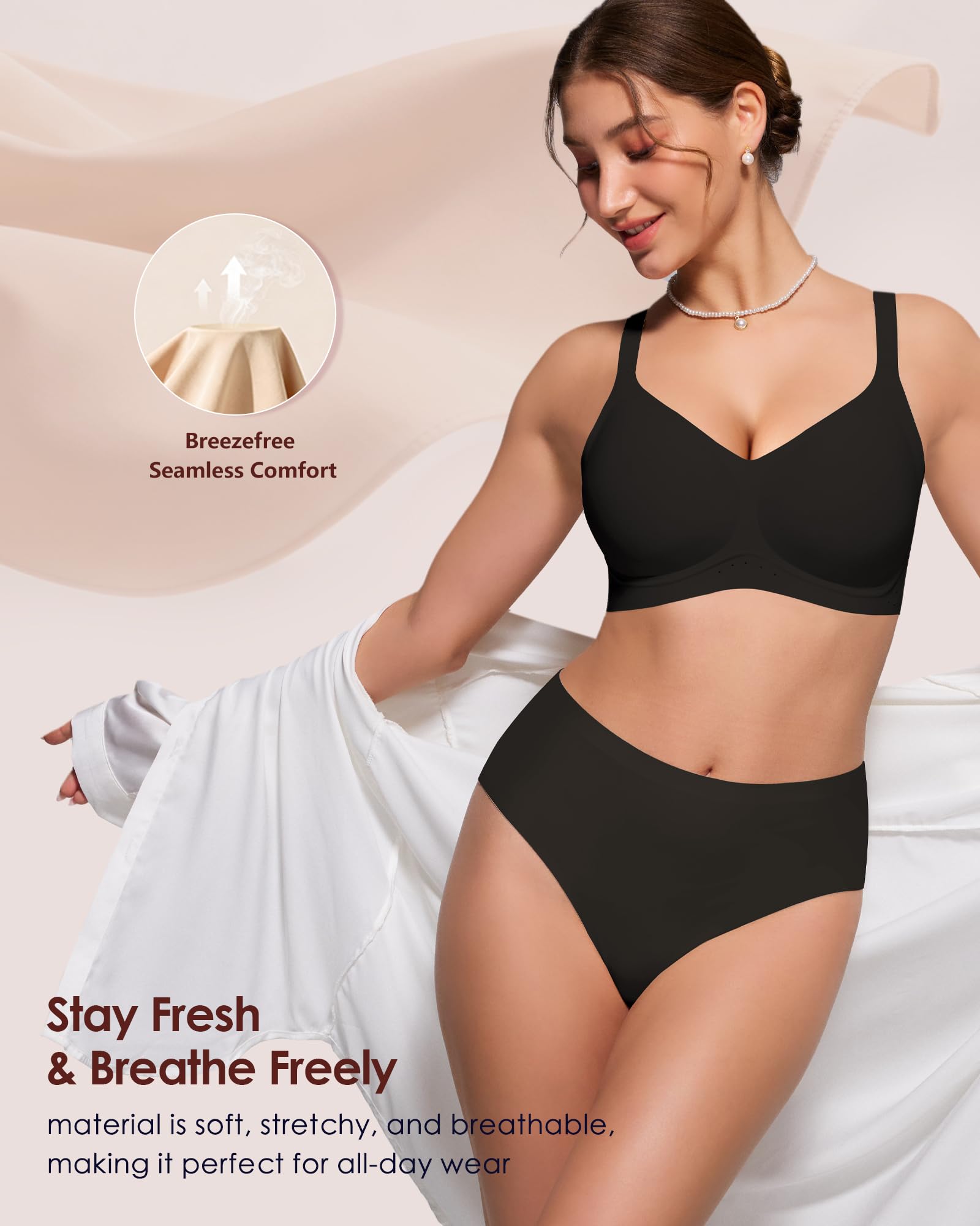 As Fairy Bras for Women No Underwire Jelly Wireless Seamless Full Coverage Comfortable Bra with Airholes — view 5