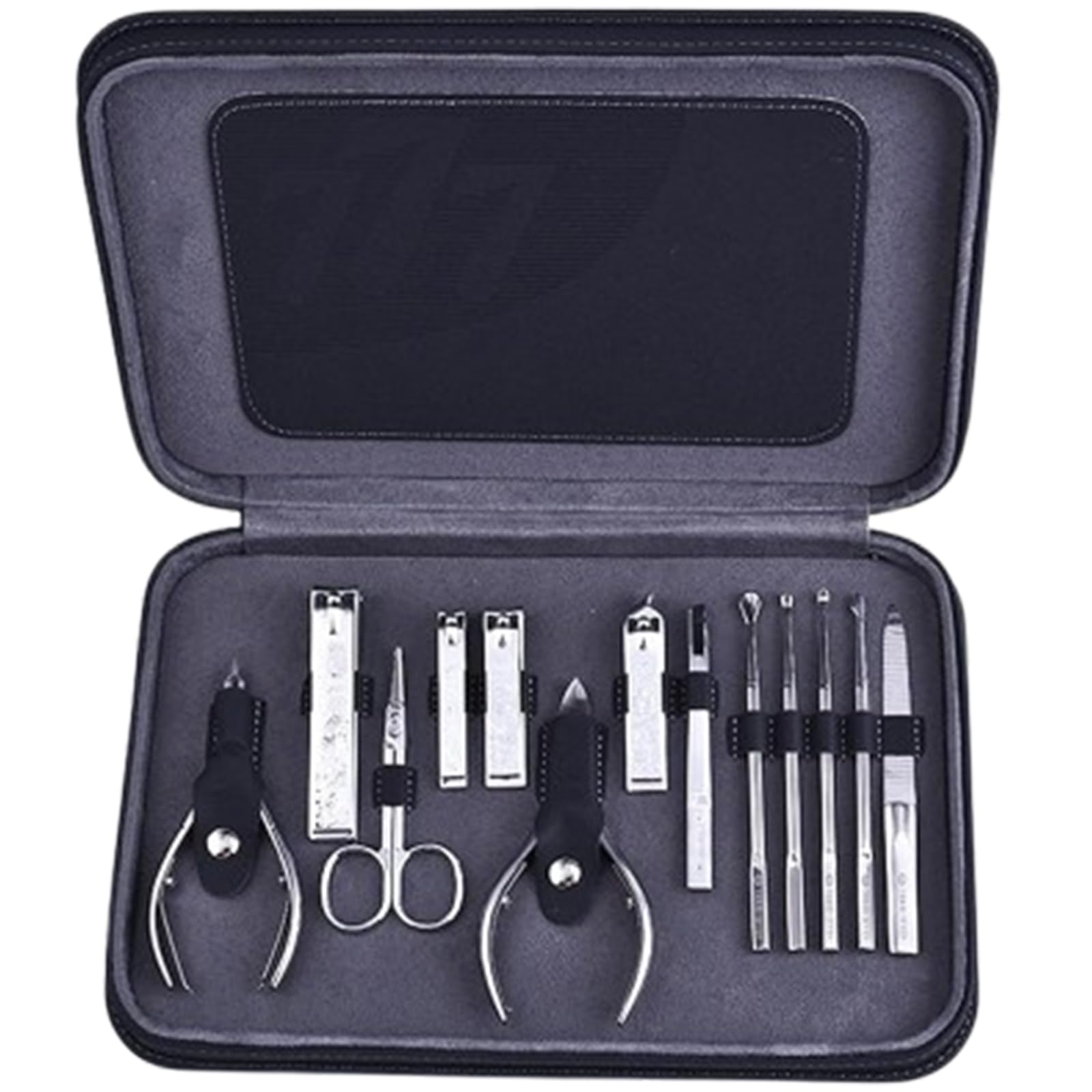 13 stuks manicure set roestvrij staal professionele verzorging kit volwassen nagelknipper set met zwarte lederen reiskase