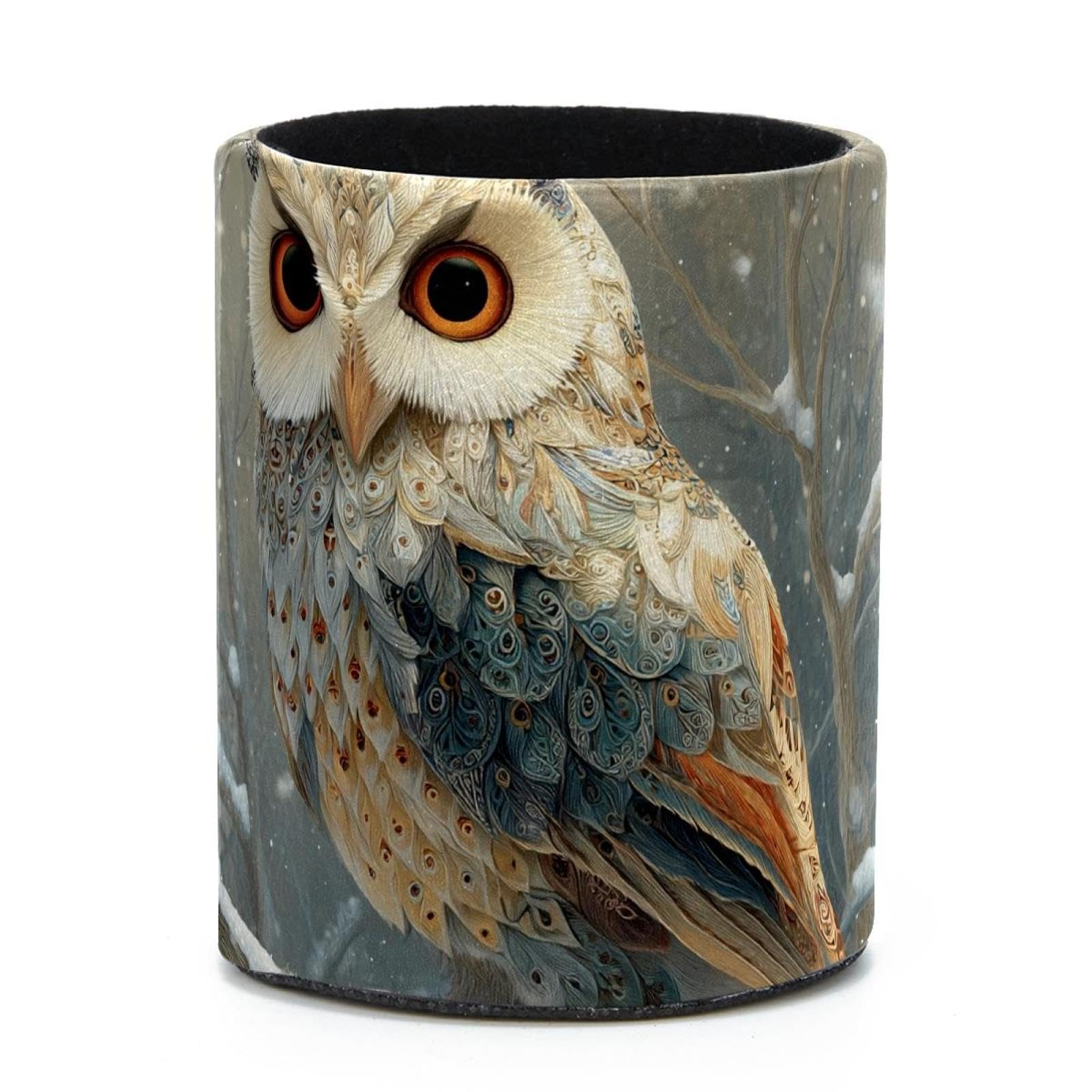 VAPOKF Round Pencil Holders for Desk, Owl Pen Holders Pen Pot Makeup Brushes Storage Desktop Stationery Supplies Organiser for Home Office