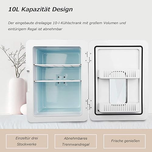Miniatura 3 de TONPOP Refrigerador de coche 10L Mini refrigerador portátil pequeño para habitaciones, mini refrigerador para bebidas, mesa de minibar silenciosa,