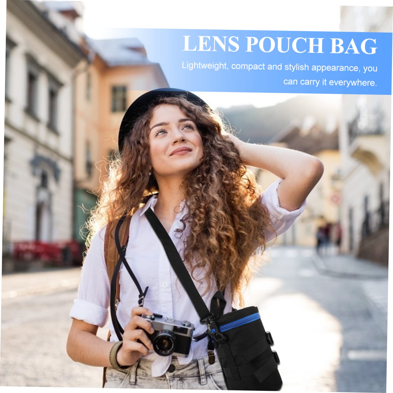Homoyoyo Bolsa Protectora para Lentes de Cámara, Resistente a Golpes E, Compacta, de Poliéster, Cinturón Ajustable