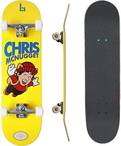 Braille - Monopatín profesional completo para niñas, niños, jóvenes, adultos, adolescentes y principiantes, totalmente montado con póster y