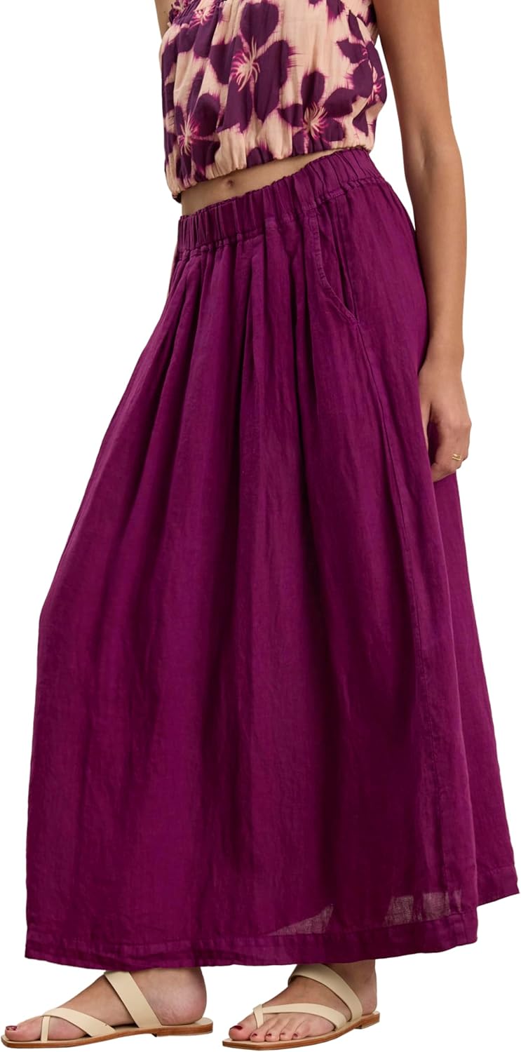 VELVET BY GRAHAM & SPENCER Women's Linda Woven Linen Skirt, Grapes - Image 2
