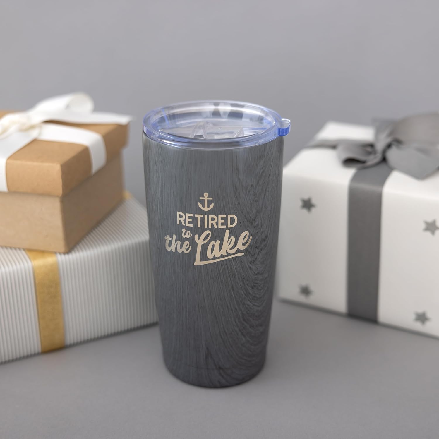 Pavilion Gift Company - Retired To The Lake - 20 Oz 592 mL Travel Tumbler Coffee Mug Tea Cup Drinkware With Slide Open Lid Women For Her Men For Him Retiring Retirement Coworker Cottage Lakehouse Gift - Image 5