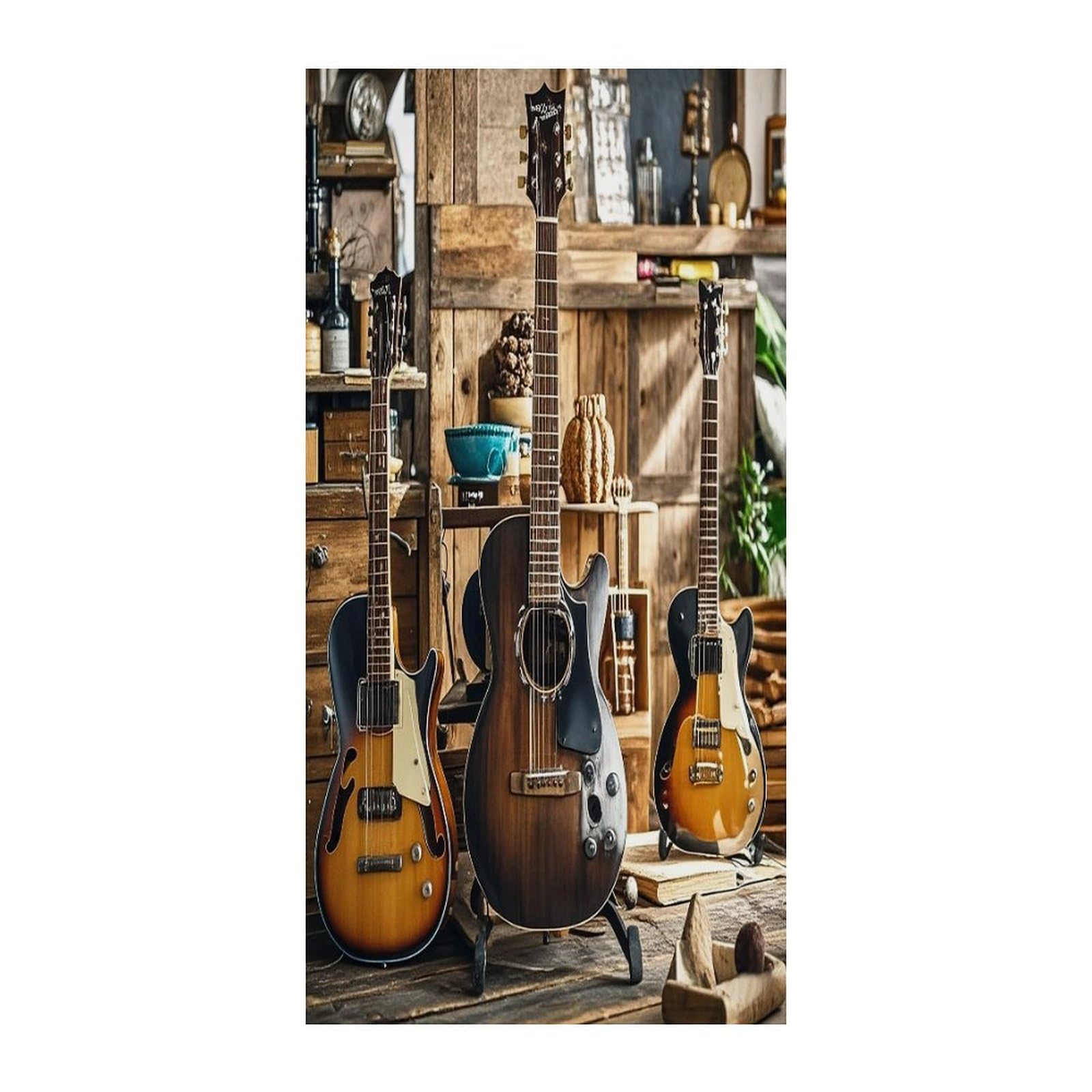 Fekiloot Style Guitar Musical Instrument Door Curtain Room Divider Curtains