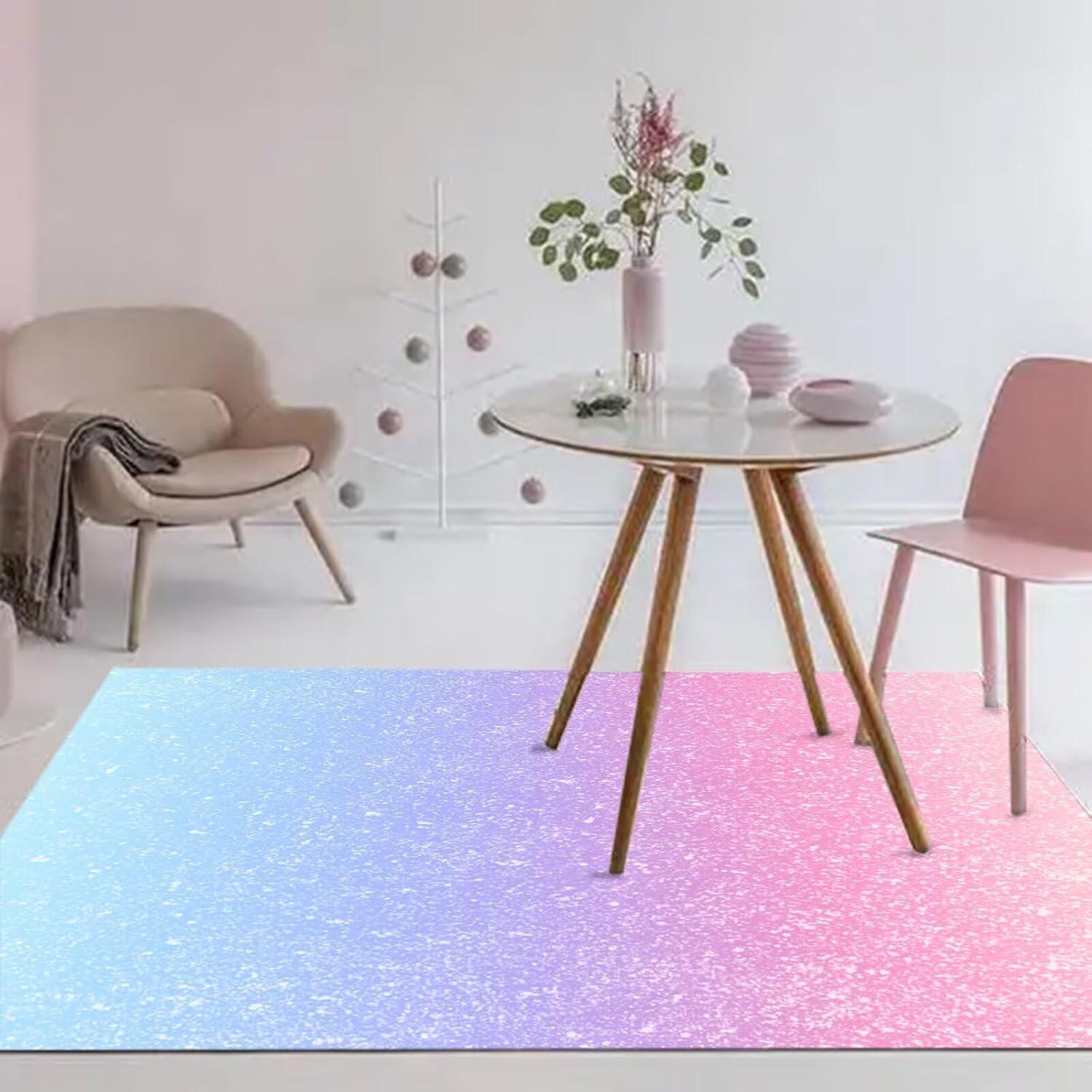 kxry Area Rugs 5X7 Feet, Pink Galaxy Gradient Glitter Soft Machine Washable Rugs Rainbow Tie Dye Ombre Non Slip Foldable Floor Carpet for Living Room Bedroom Dining Room Dorms Nursery Rooms Office