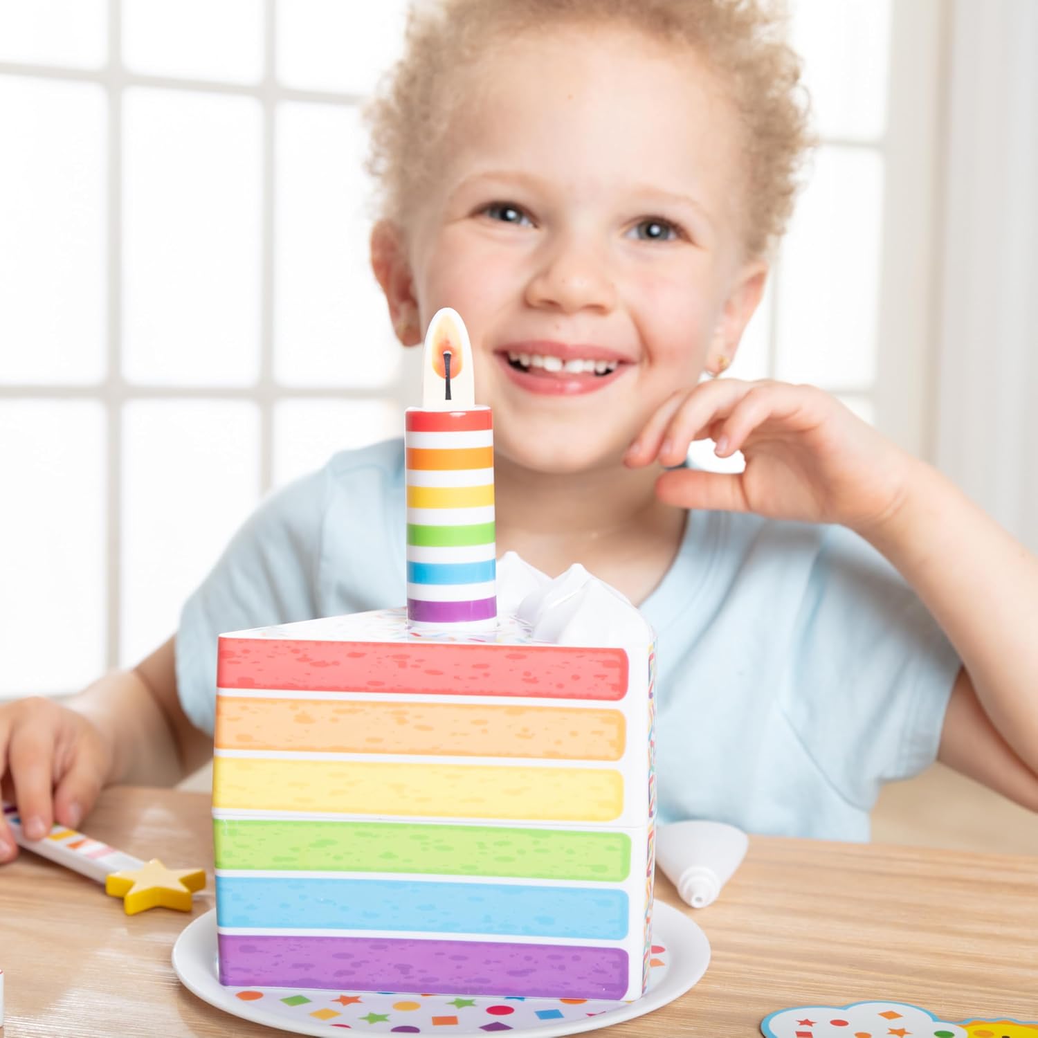 Melissa & Doug Birthday Surprise Wooden Keepsake Box & Pretend Play Cake | Wooden Cake Slice, Magnetic Wish Wand, Sprinkles, Keepsake Box, Birthday Party Pretend Play, Toddler Toys for Kids, Ages 2+
