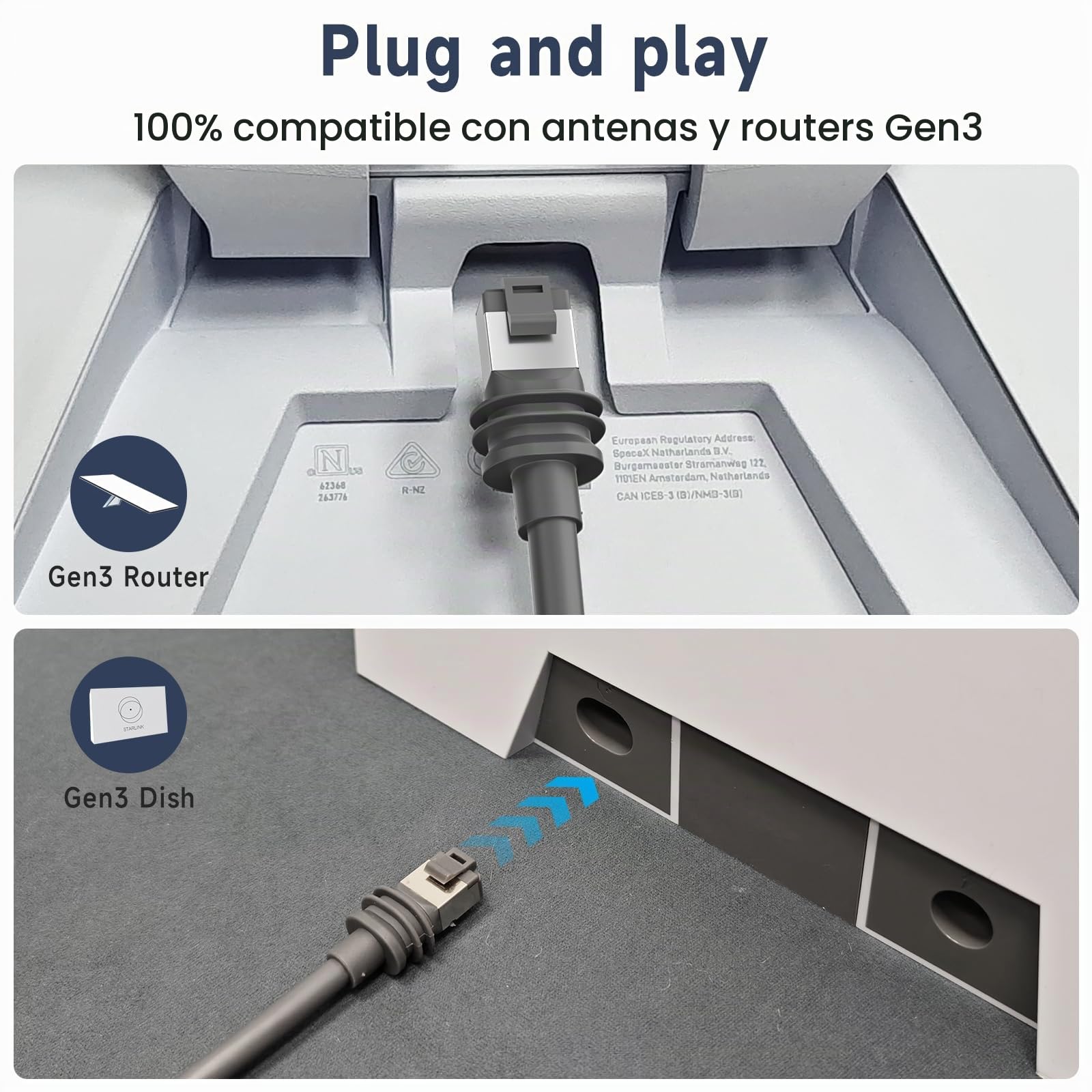 Starlik Gen 3 - Cable de Extensión Impermeable para Starlik Standard V3, Cable V3 para Generation 3(10M)