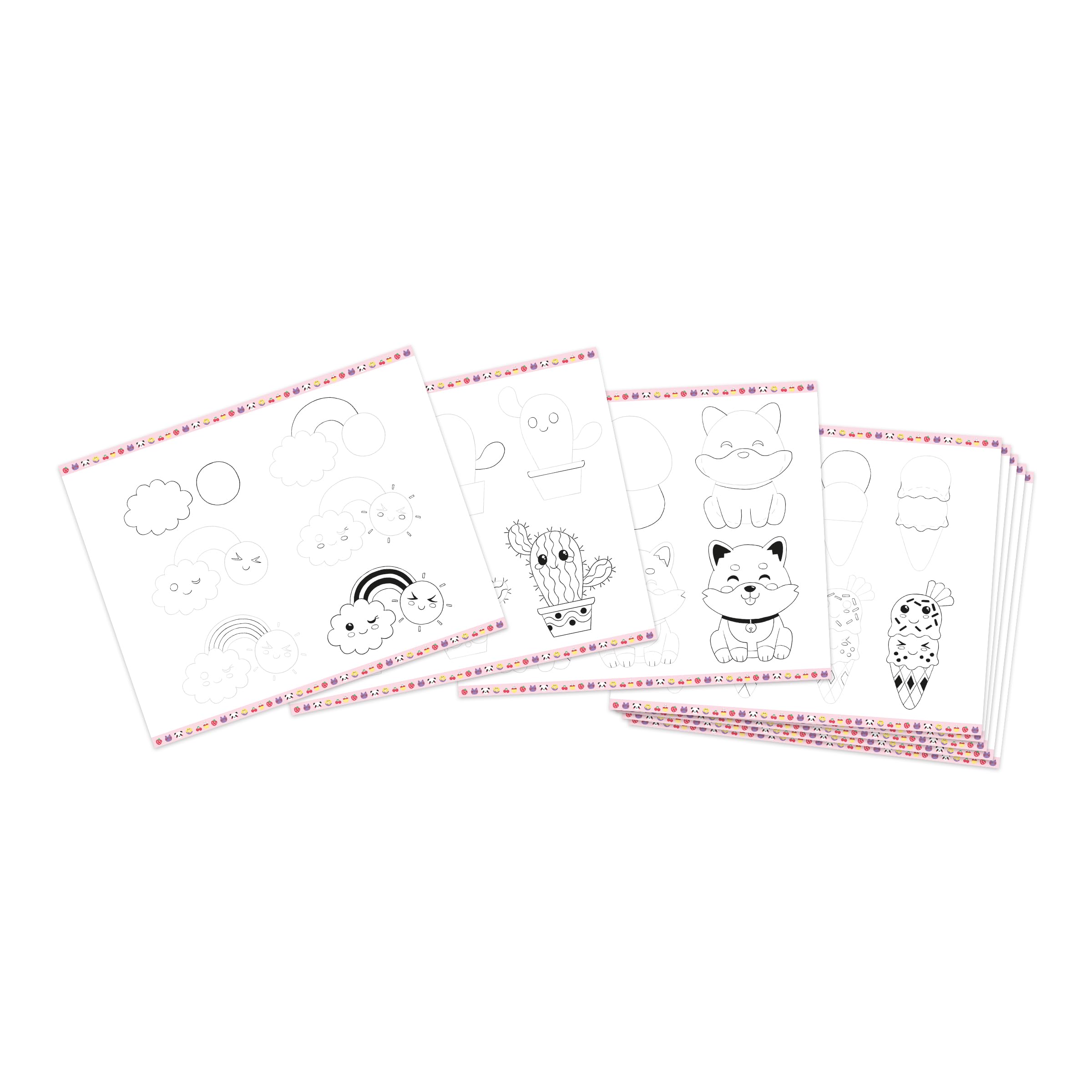 Janod - Step by Step Drawing - Naucz się rysować - 20 modeli Kawaii - Zestaw rysunkowy dla dzieci - Nauka rysowania i koncentracji - Od 6 lat - J09156
