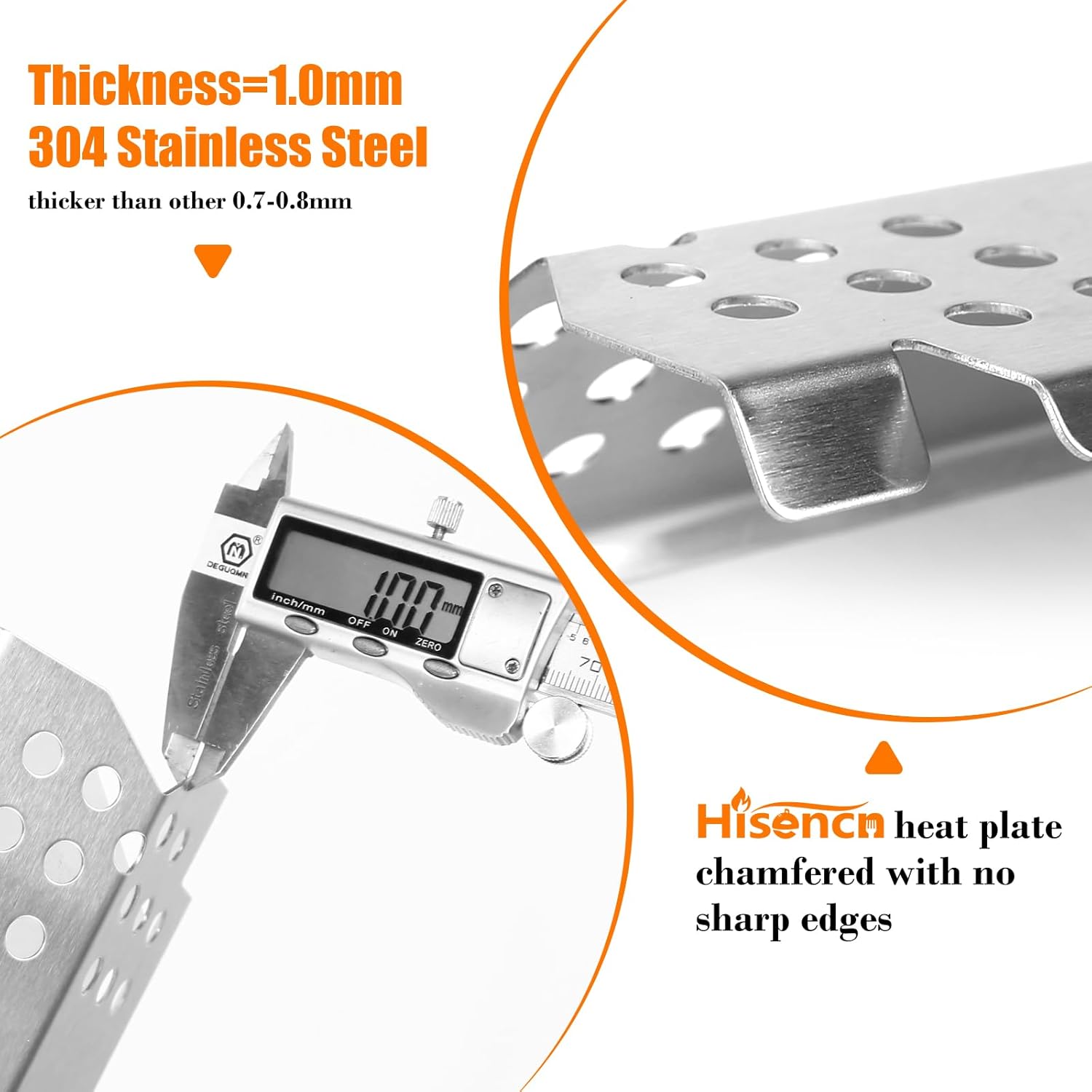 Hisencn Replacement Parts for Nexgrill 720-0830H, 720-0888N, 720-0783E, 720-0888, 720-0783C, Stainless Steel Cooking Grid and Heat Plates for Nexgrill 4&5 Burner Grill, 17 Inch Grill Grates