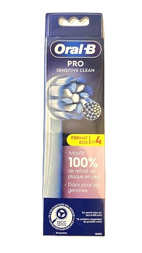 Oral-B Pro Sensitive Clean Replacement Brush Heads, Pack of 4, Extra Soft Bristles, Compatible with Oral-B Electric Toothbrush Handles (International Version)