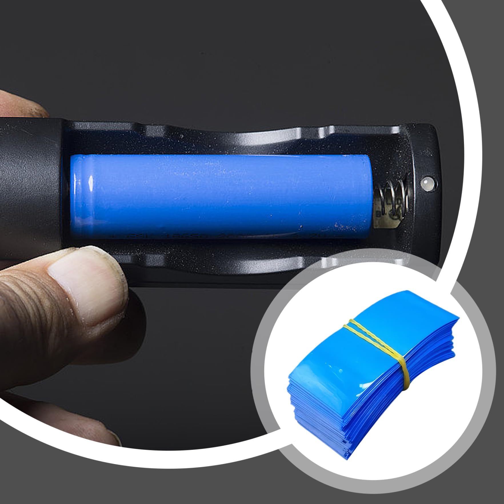 21700 wraps de batterie, 100pcs enveloppe de batterie stable PVC TUBE WRAP THRINK, BATTERIE ISOLÉE BLEUIL BLEU