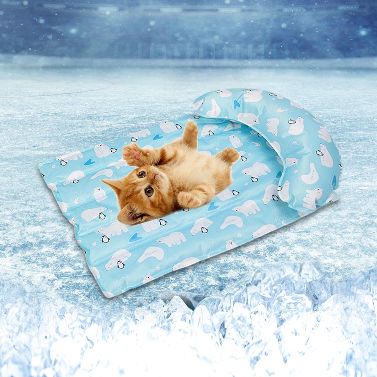 Mata ch?odz?ca dla zwierz?t,Dog Cool Pad Cooling Mat | Samoch?odz?ca podk?adka ch?odz?ca z kreskówek, niezb?dnik dla psów i kotów ch?odz?cych w upalne lato Eubeisaqi