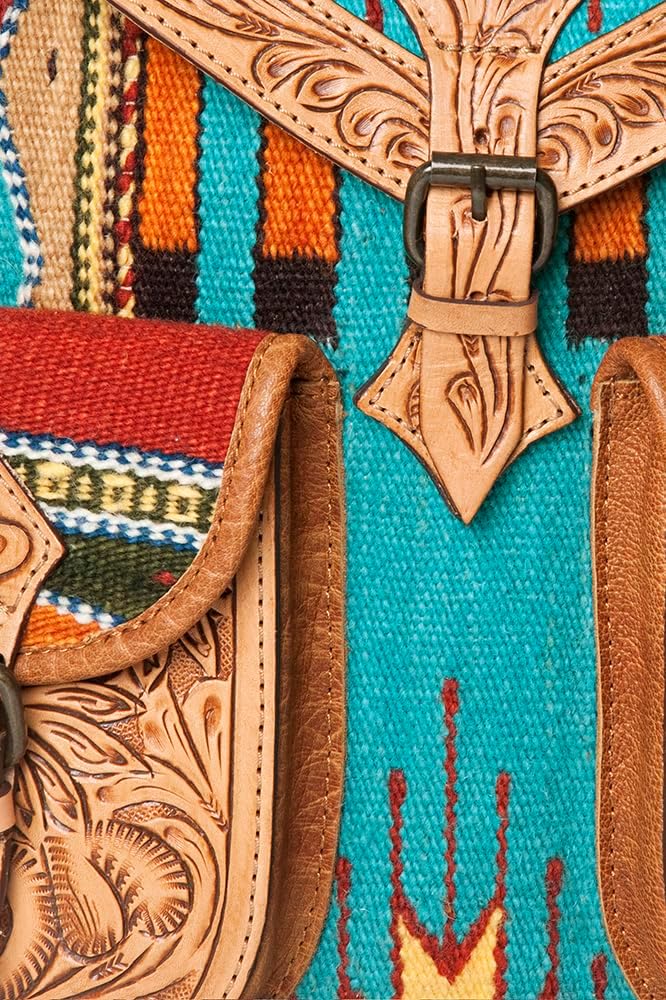 American Darling Backpack Hand Tooled Saddle Blanket Genuine Leather Western Women Bag | for Laptop School Purse Travel