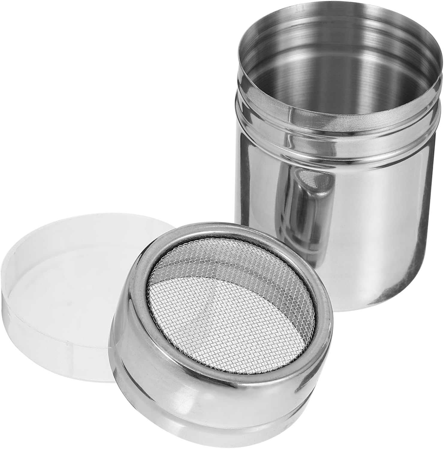 Stainless Steel Chocolate Shaker 200ml with Lid, Silver Flour Sifter