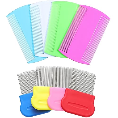 8 peines de piojos de doble cara para eliminar piojos de pulga peine de aseo del cabello con dientes de metal 4 x 2 pulgadas 224 x 224 pulgadas rosa