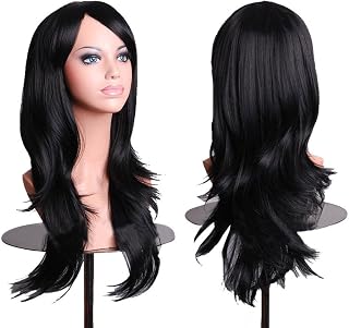 ANESHE Wigs 28" Long Wavy Hair Heat Resistant Cosplay Wig for Women (Black)
