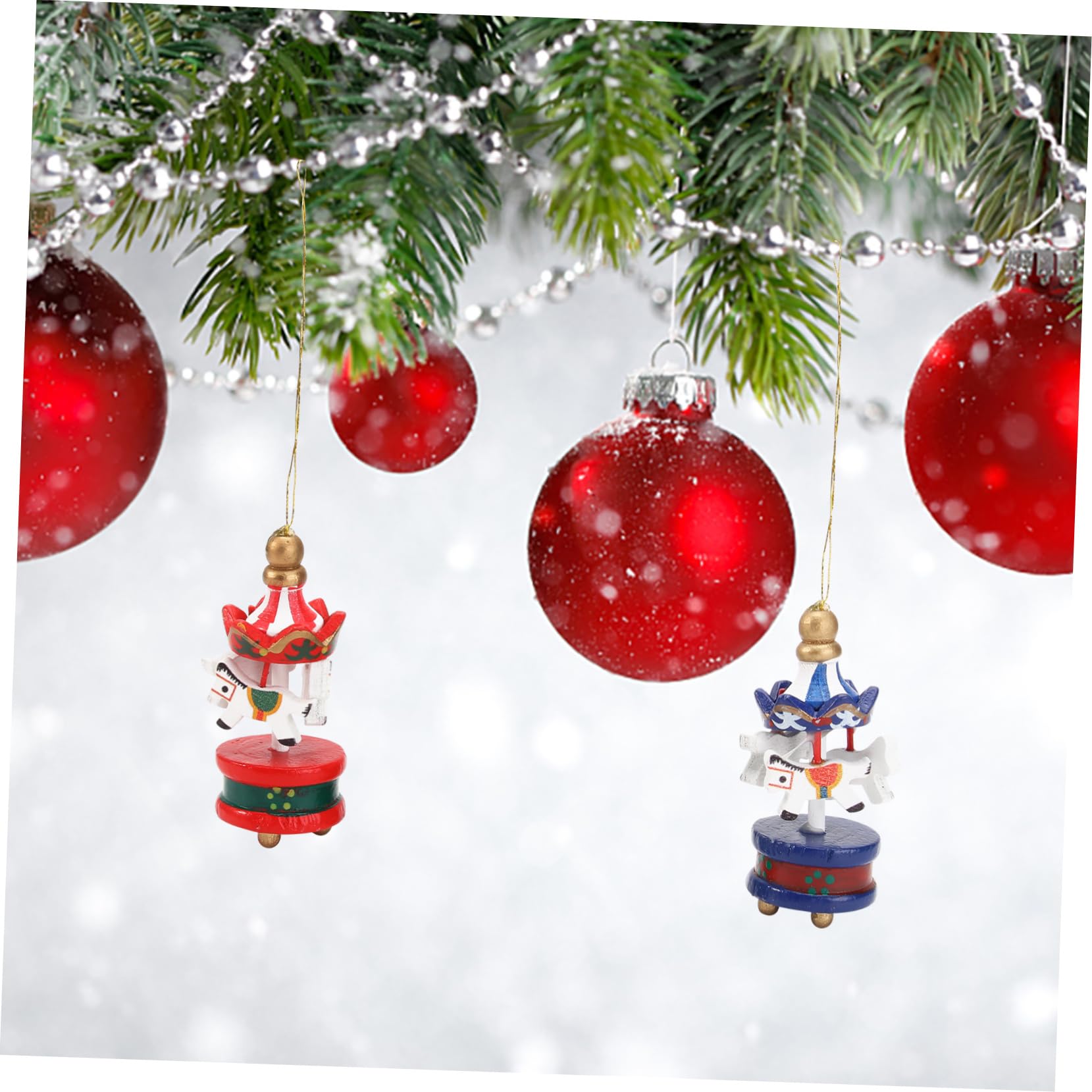 OUNONA 18stücke Holzpendel Weihnachtsbaum Dekoration Cartoon Merry-go-Round Für Festliche Anlässe Für Weihnachtsfeiern Und Kreative -projekte
