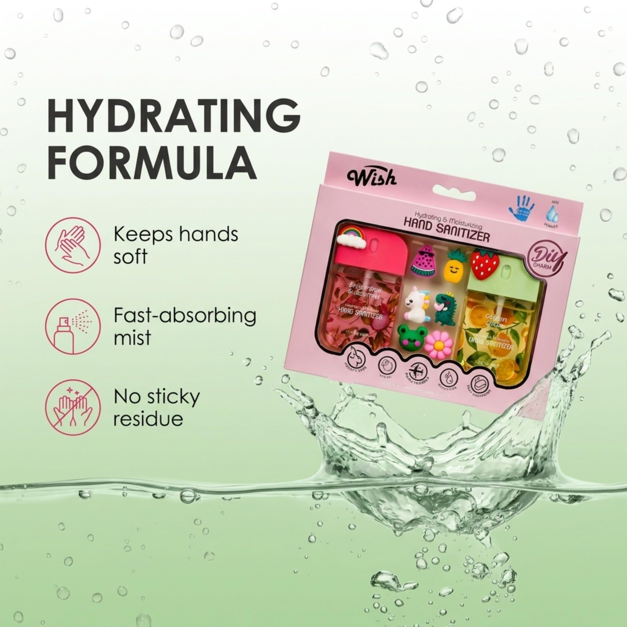 Amazon.com: Wish Kids Hand Sanitizer Spray with Charms 2 Pack Gift