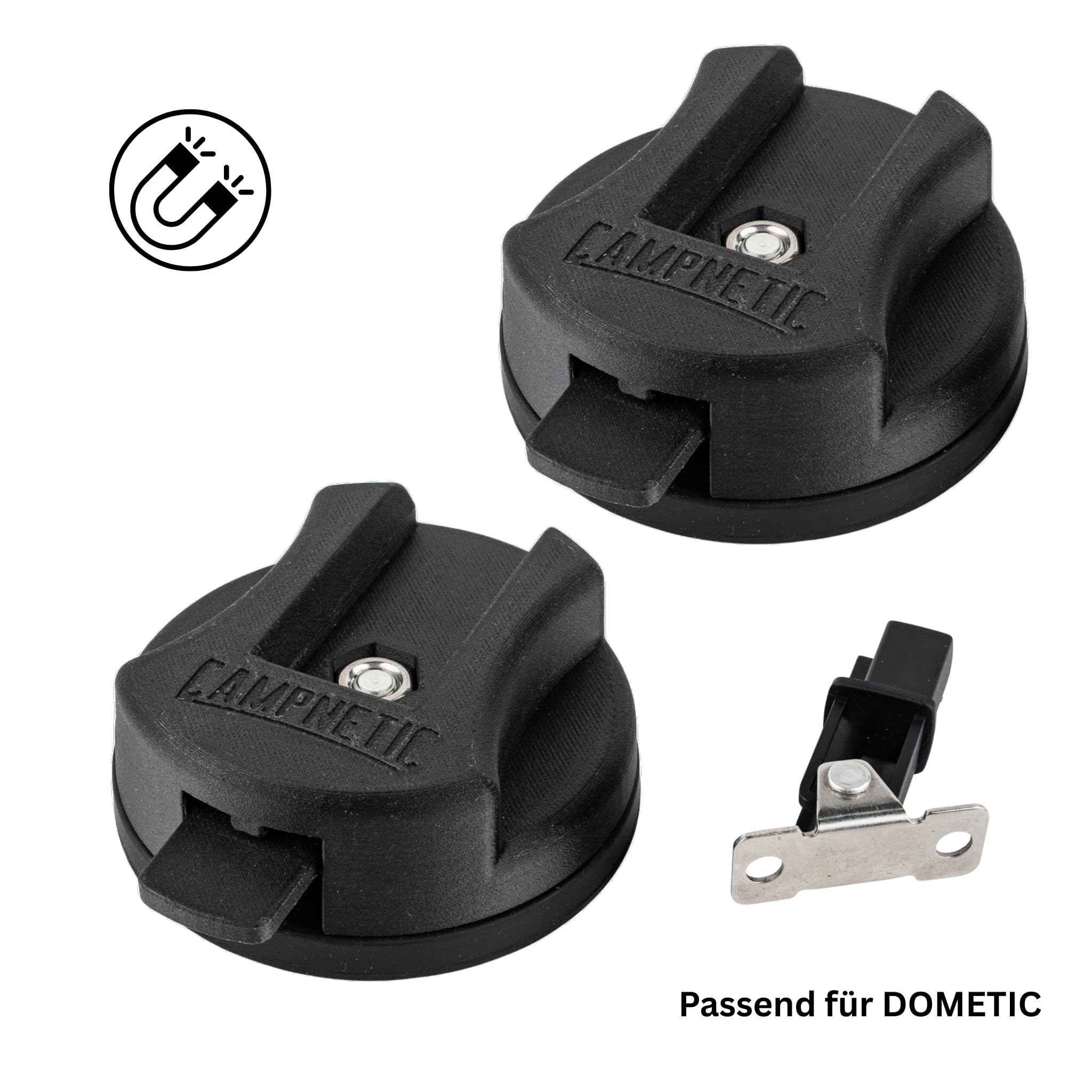 Campnetic magnetische Markisenhalter für Dometic Markisen - 2er Set | Markisenfußhalter, Halterung mit Magnet, Wohnmobil, Camping, Magnethalterung f. Camping Markisen