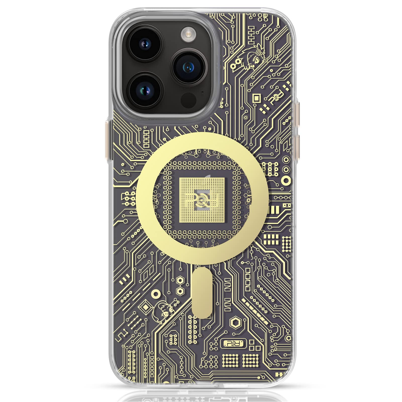 KINGXBARMagnetic Case for iPhone 14 Pro Case Clear Compatible with MagSafe [10ft Drop Test] Military Grade Slim Protective Cover for Apple iPhone 14 Pro Phone Case 6.1 inch Gold