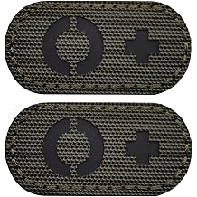 2PCS O+ Patches Reflective Morale Patch Hook and Loop | Blood Type Patch,IR Reflective,Tactical Patch,Emergency Medical Identification,Versatile Attachment,21 inches,Army Green
