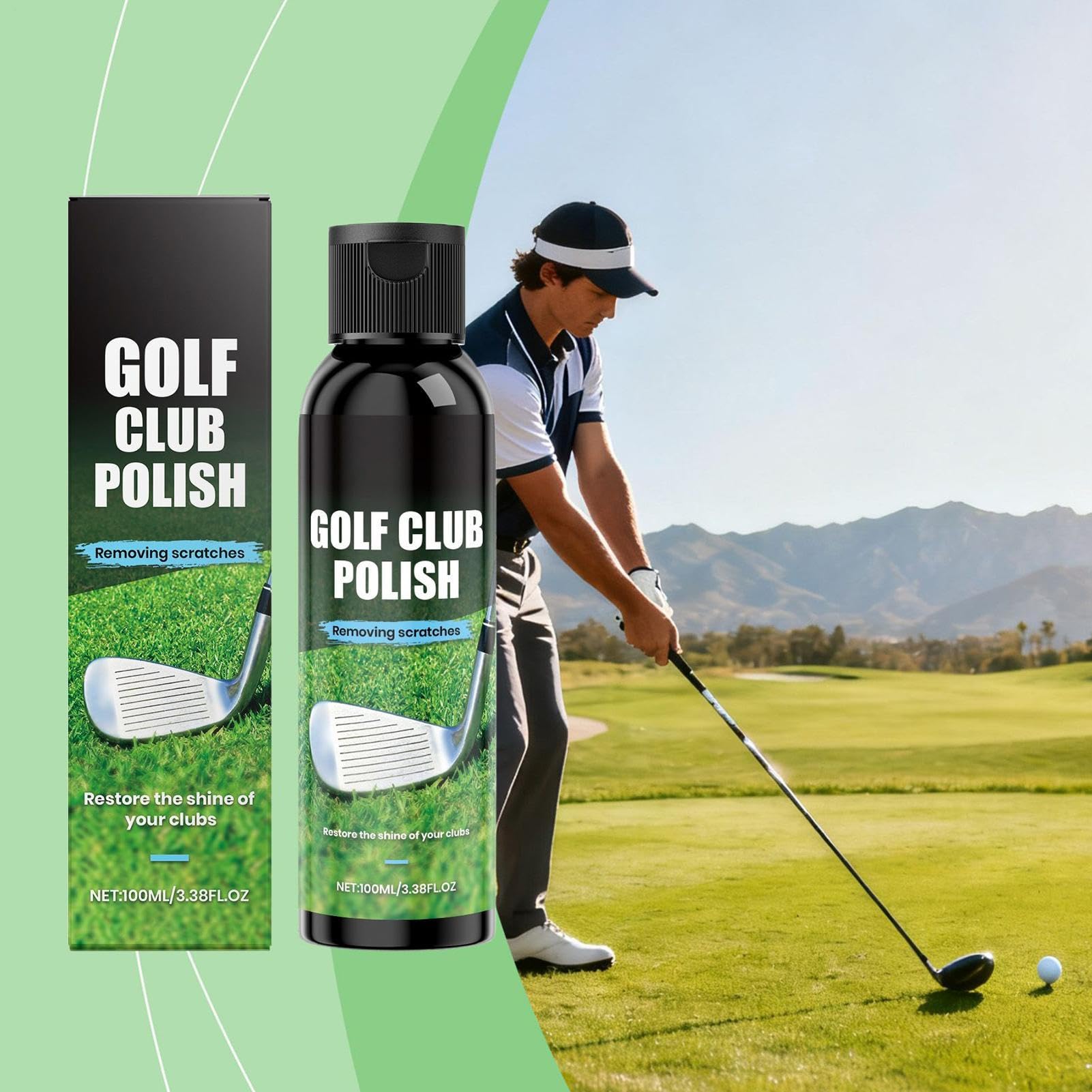 Kit di lucidatura per mazze da golf, soluzione detergente professionale per finitura lucida delle mazze da golf, protettivo con applicazione facile da pulire, prodotto di manutenzione di gruppo per