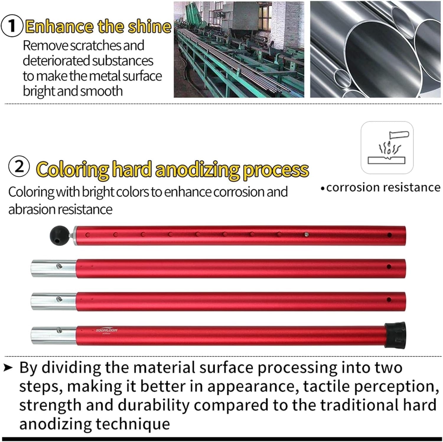 2.8mアルミ合金製キャンプテント 調節可能ポール 直径33mm 4セクション アウトドア キャノピー シェルター テント メインサ