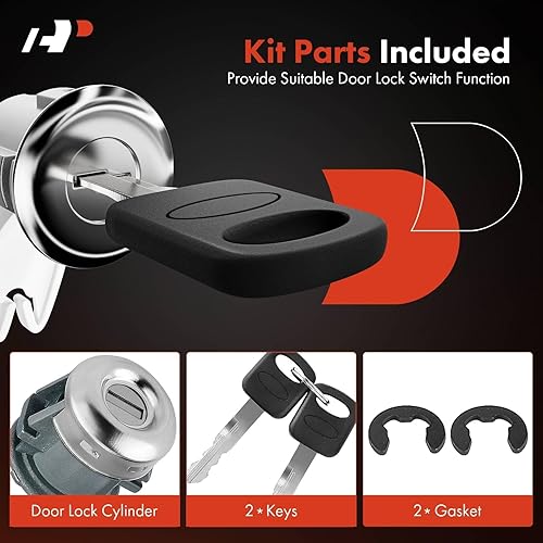 Miniatura 4 de A-Premium Juego de cilindros para cerradura de puerta delantera con 2 llaves compatibles con Ford F-150, F-250, F-350, Excursion, Expedition,