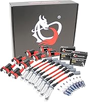 Vista 1 de DRAGON FIRE PERFORMANCE Power Pack Bobinas de encendido redondas, bujías de iridio de 0.394 pulgadas, cables de bujía compatibles con Chevy GM Truck