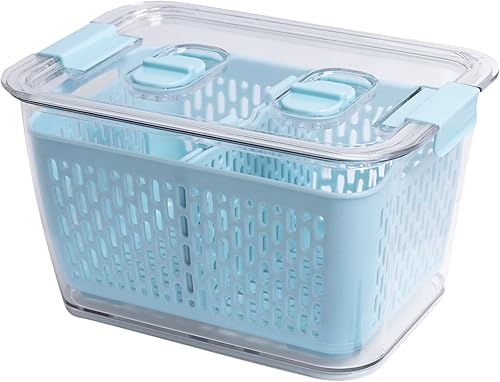 Miniatura 71 de Kitchen Spaces Organizador apilable de almacenamiento de alimentos de doble colador para refrigerador, congelador y despensa, 8.8 x 6.8 x 3.9 Verde