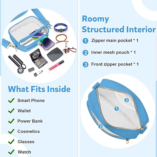 Miniatura 4 de KETIEE Bolso cruzado transparente, aprobado para estadios, para conciertos, eventos deportivos, festivales