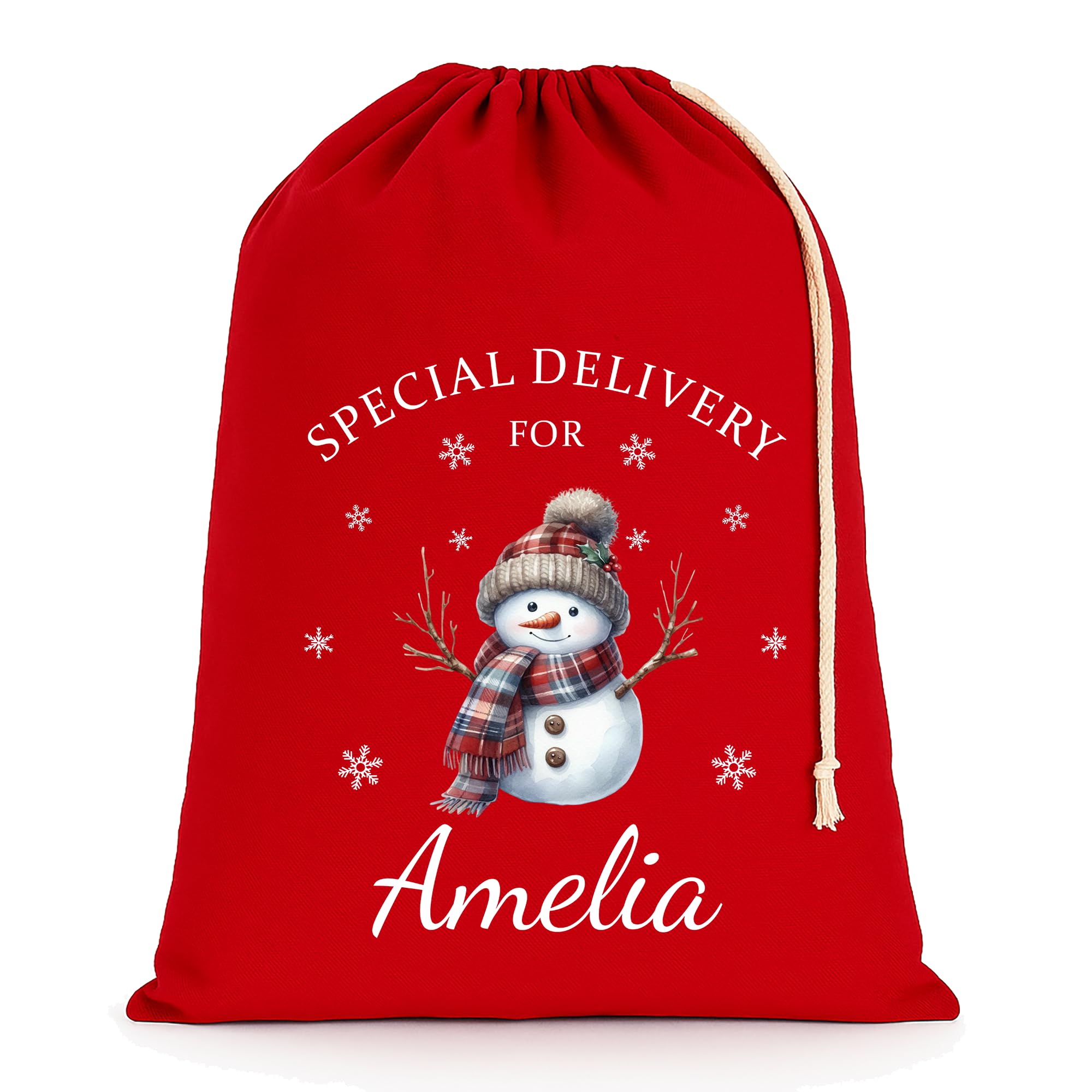 Chicken Craft Personalised Christmas Santa Sack with Custom Name - Extra Large - Red - 75x49cm - Snowman