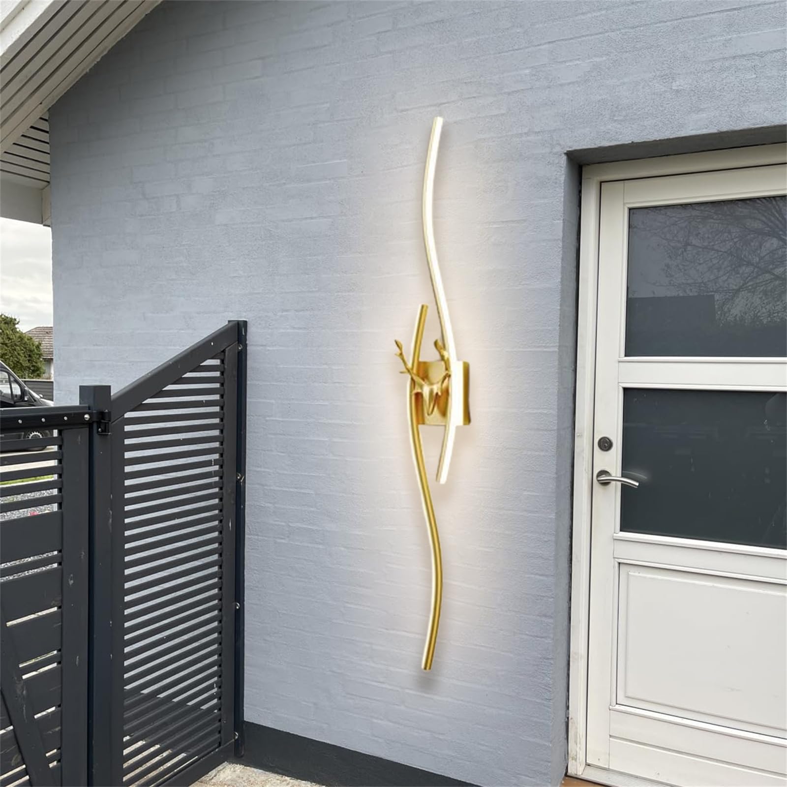 Moderno Lampada da Parete Lungo LED Impermeabile IP65 Applique da Parete Soggiorno Apparecchio da Parete Terrazza Alluminio Acrilico Illuminazione a Parete Ingresso (Oro-Luce Calda,120CM)