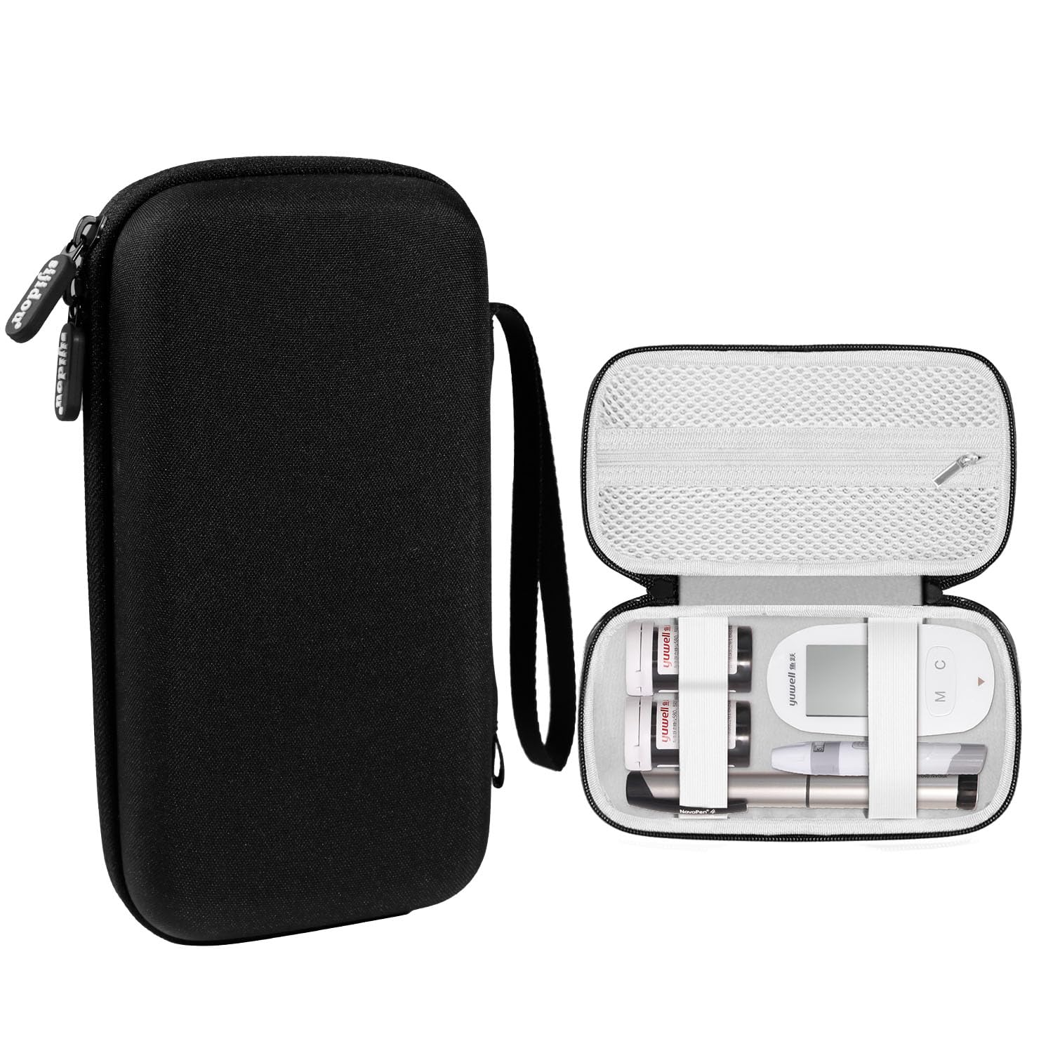 sijidou Hard Shell Diabetic Supplies Bag, Diabetic Supplies Travel Case, Used for carrying Glucose Monitor Kit, Blood Sugar Test Strips, Lancets, Lancing Device, Alcohol Wipe items (Black)