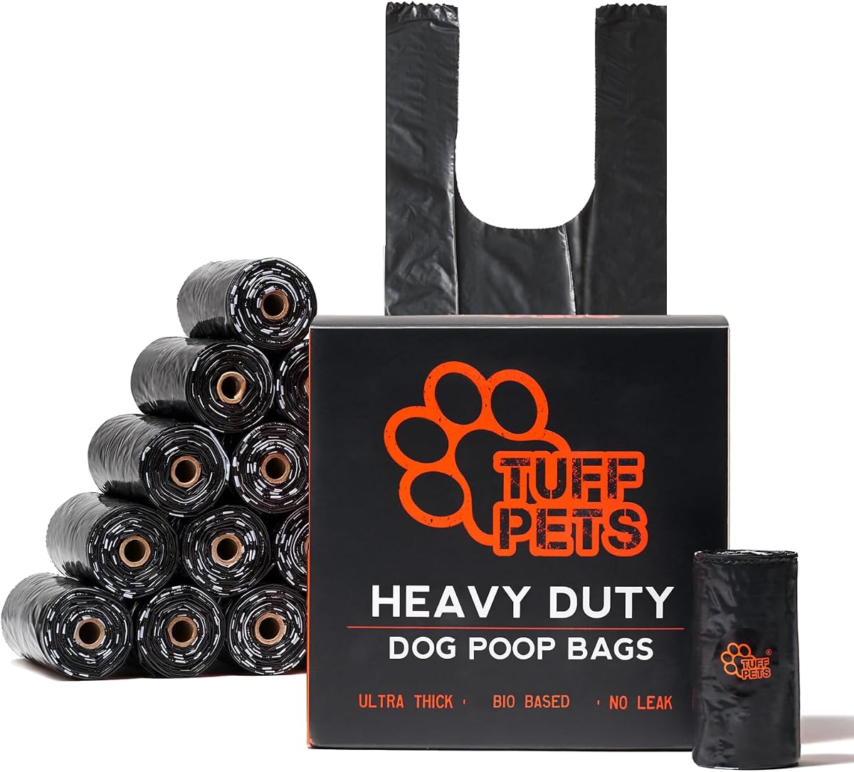 Dog Poop Bags Rolls with Handles, Extra Thick Poop Bags for Dogs | 16 Rolls of Heavy Duty Doggie Poop Bags, Fits Any Standard Dispenser