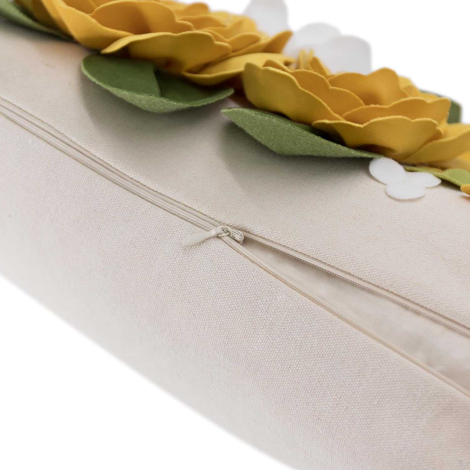 KINGROSE 3D Flower Decorative Throw Pillow Cover Floral Cushion Cover Handmade Pillow Case for Sofa Couch Chair Living Room Bed Home Decor 12 x 20 Inches Yellow