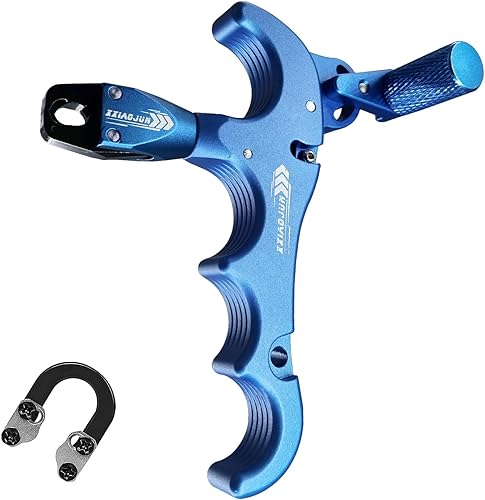 Miniatura 71 de Lanzador de ayuda de arco compuesto y cuerda de bucle D, ajustable puede girar 360° pulgar liberación arco ayuda aleación de aluminio, ayudas
