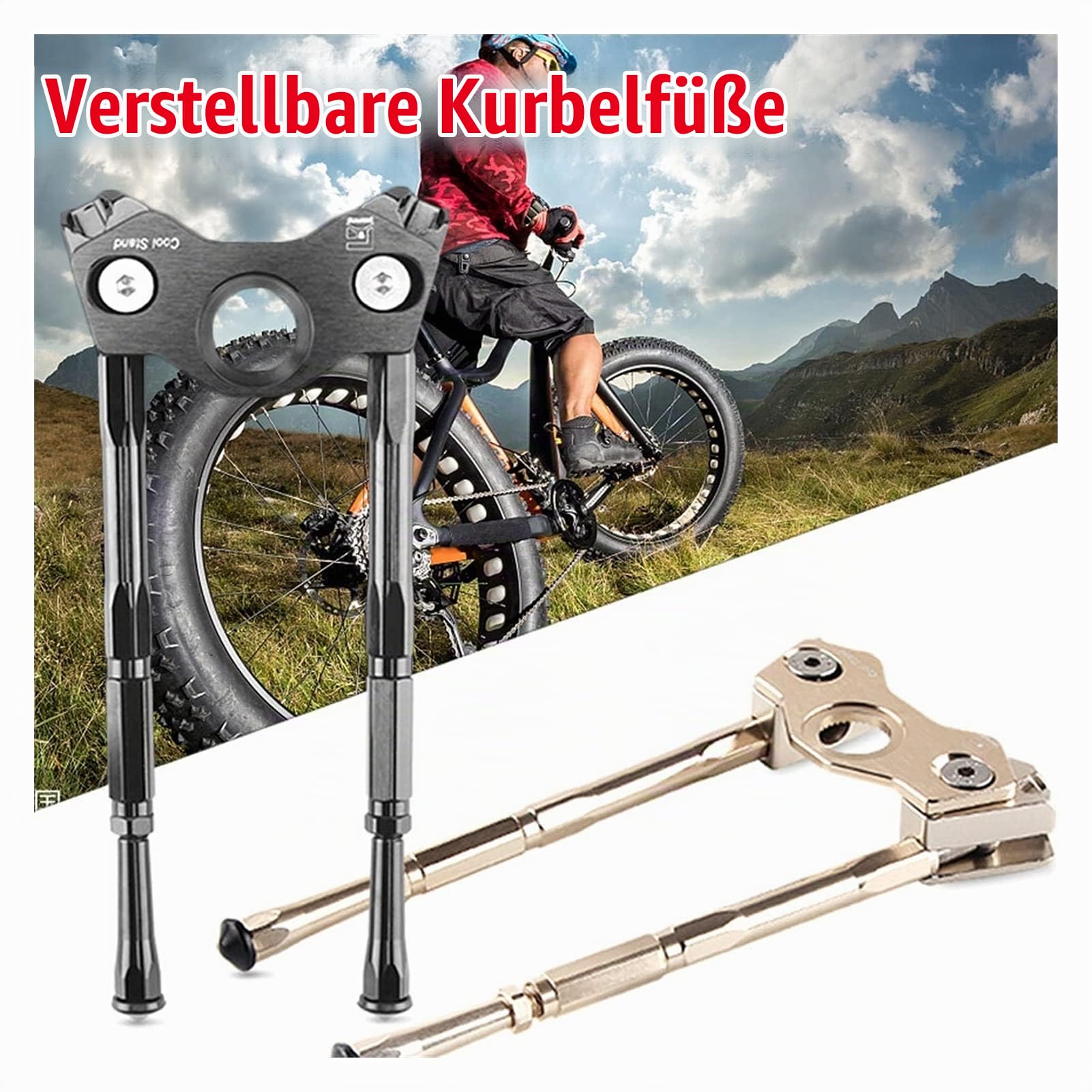 Seitenständer Mountainbike Straße Verstellbare Kurbel-Fahrradständer Pedal-Support-Halterung einstellbar MTB-Rennrad-Fahrrad-Kickstand-Park-Rack-Unterstützung Fahrradständer (Color : Black) Sport & Freizeit