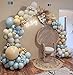 Dusty Blue Brown Balloon Garland Double Stuffed Blue Tan White Sand Grey Latex Neutral Balloon Arch Kit For Teddy Bear Baby Shower Boho Birthday Gender Reveal Party Decoration