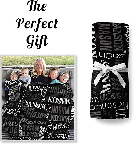 Miniatura 115 de Mantas personalizadas con nombre para niños, mantas de bebé personalizadas para niños y niñas, manta de nombre personalizada súper suave para niños
