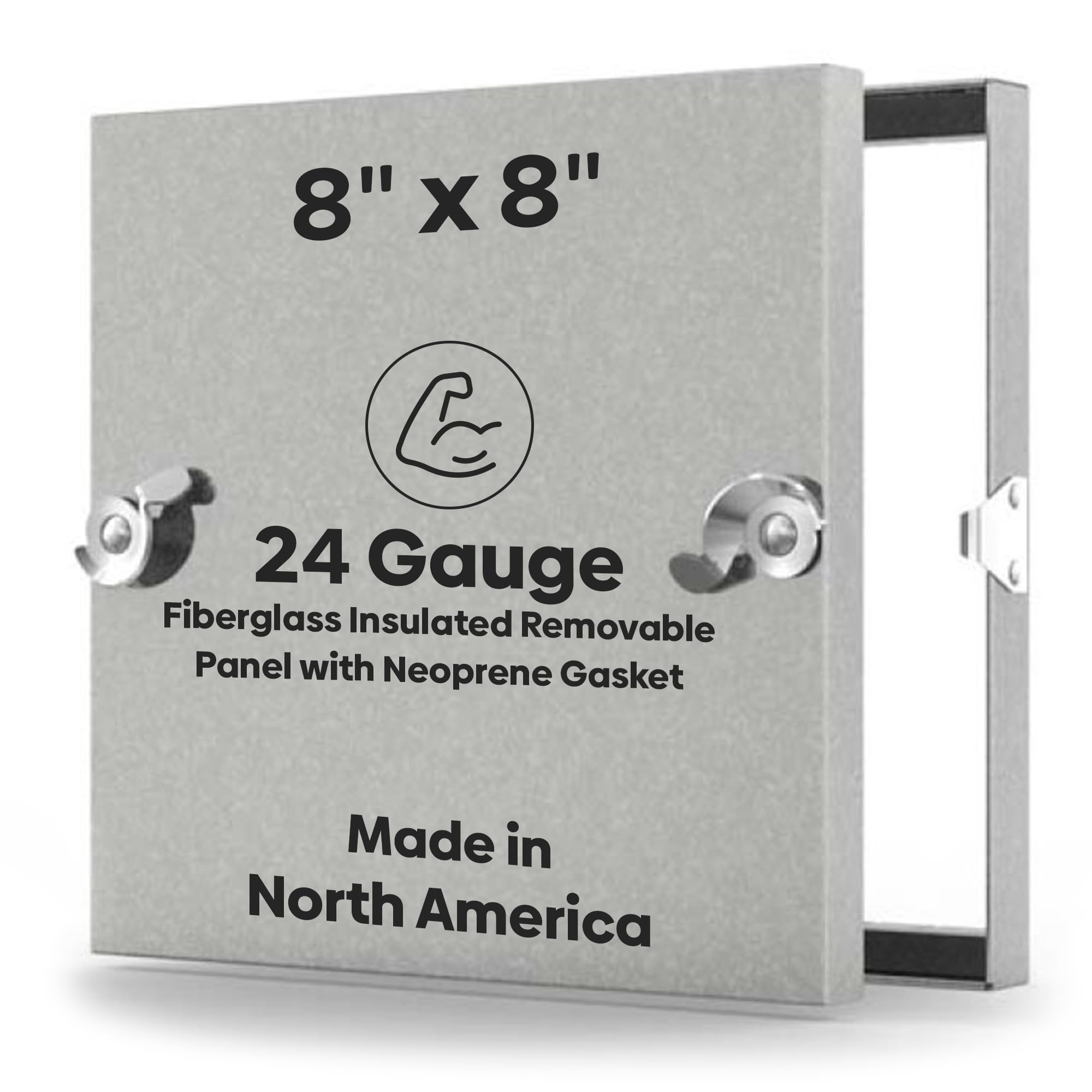 Best 8" x 8" Removable Duct Access Panel with Neoprene Gasket, 2” Fiberglass Insulated HVAC Duct Access Door, 24-Gauge Steel Double Panel, 5/8"