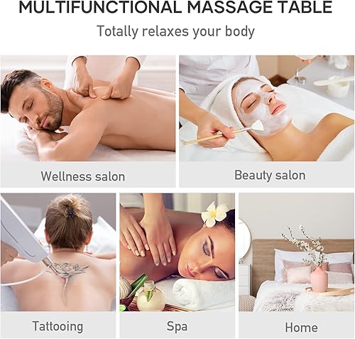 Miniatura 7 de Careboda Mesa de masaje portátil mejorada de 2 pulgadas de grosor, cama de masaje de aluminio ajustable en altura con reposacabezas, reposabrazos y