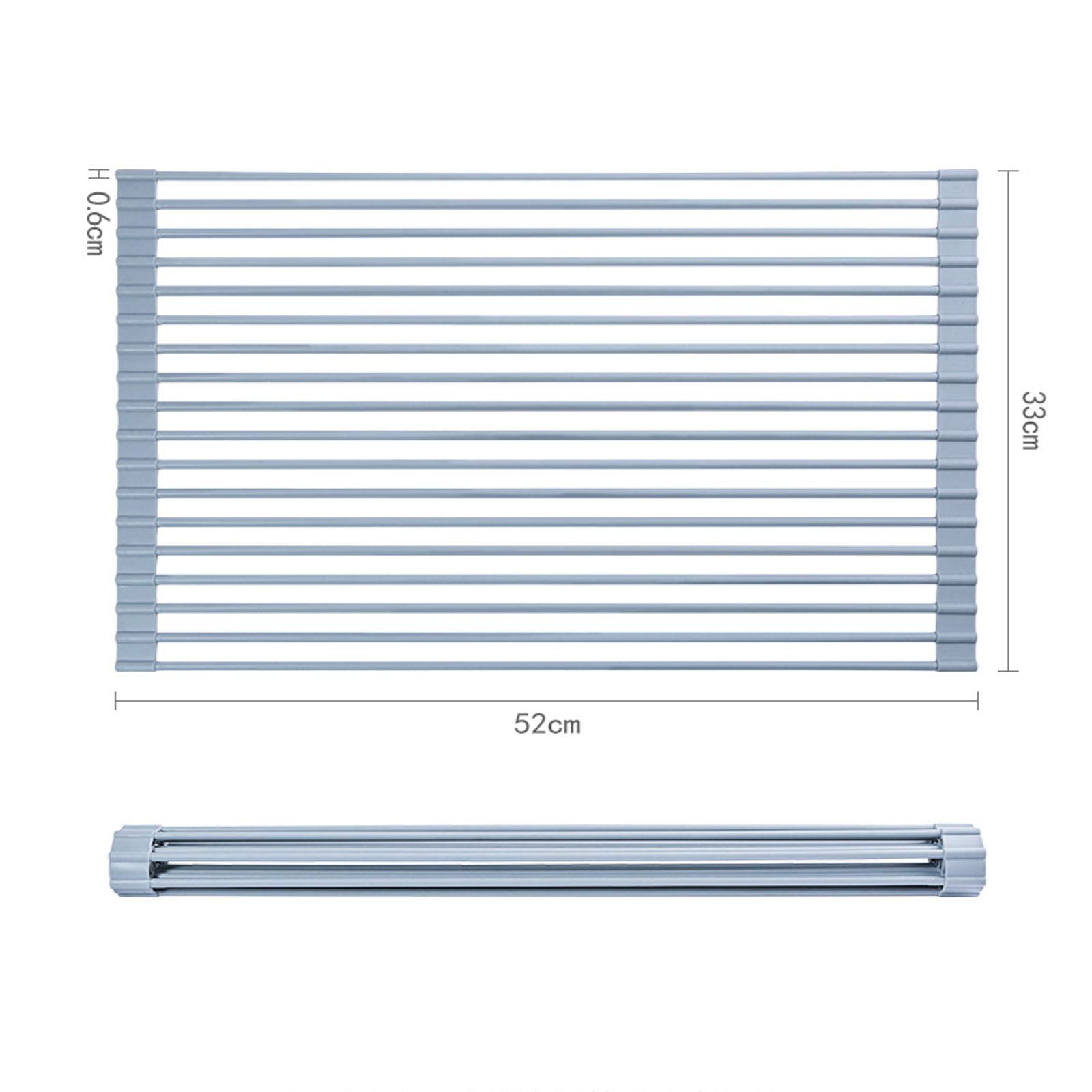 DAMAI Rejilla para secar Platos sobre el Fregadero Enrollable de Acero Inoxidable Revestido de Silicona Rejilla para escurrir Platos de Cocina Plegable Multiusos