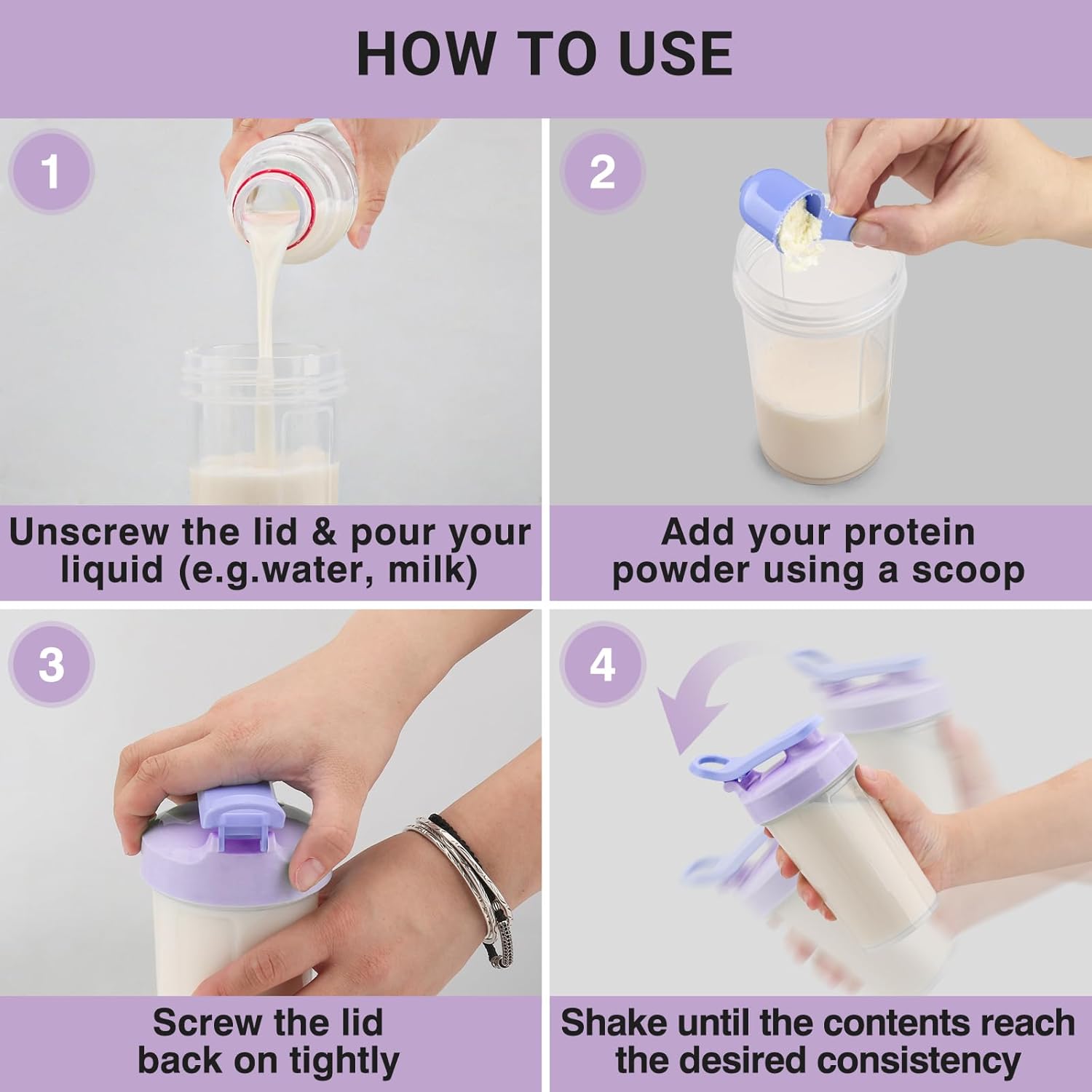 Protein Shaker Cup 12 oz - Food-Grade Shaker Cups for Protein Shakes 12 oz - Small Shaker Cups for Protein Shakes, Leakproof Lid Protein Cups Shaker for Gym-goers & Travelers - Image 4