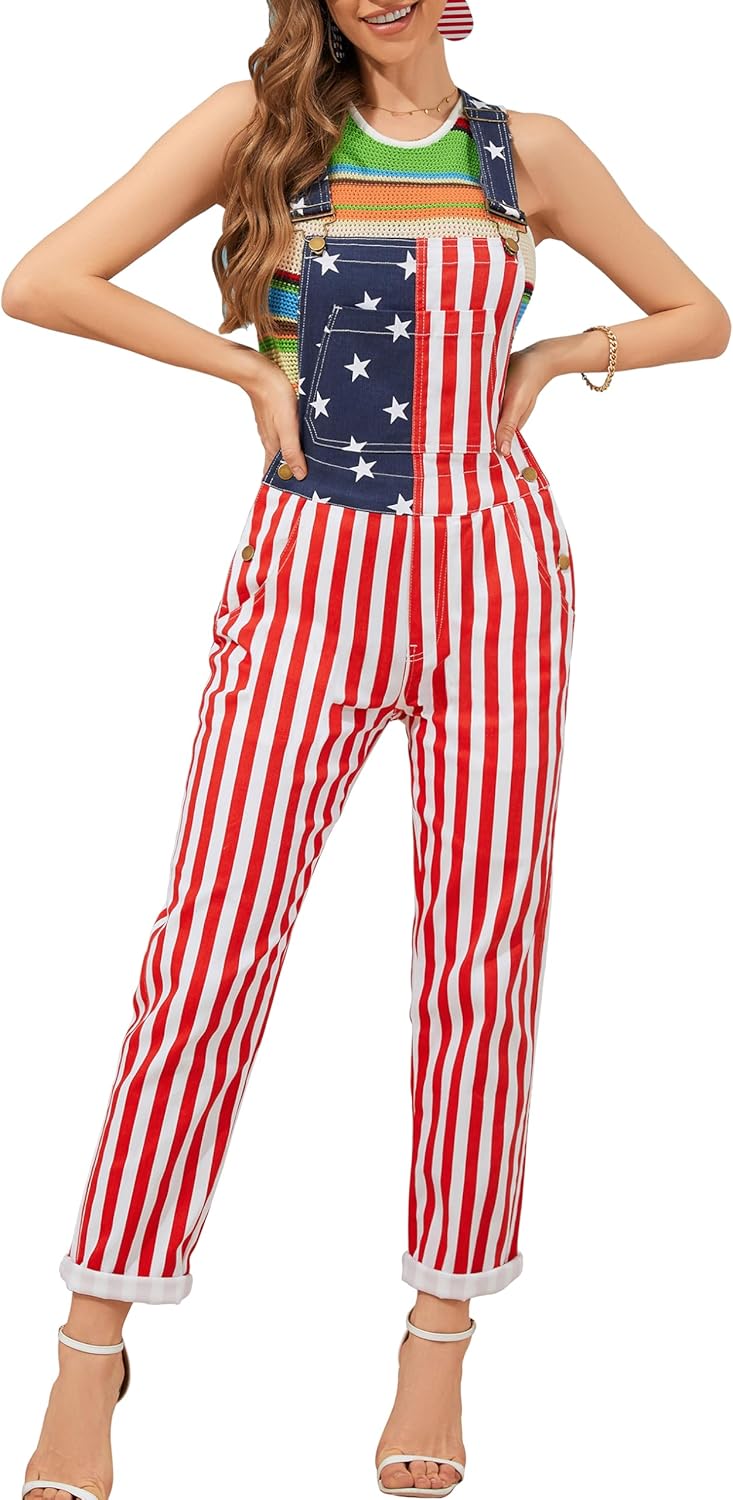 Yuanbang Overalls for Women Fashion Print Jumpsuits Festival Outfits Ladies Bibs Coveralls